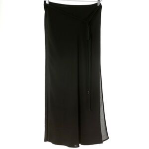 ATM Anthony Thomas Melillo Sheer Crepe Georgette Wrap Long Black Skirt Womens S